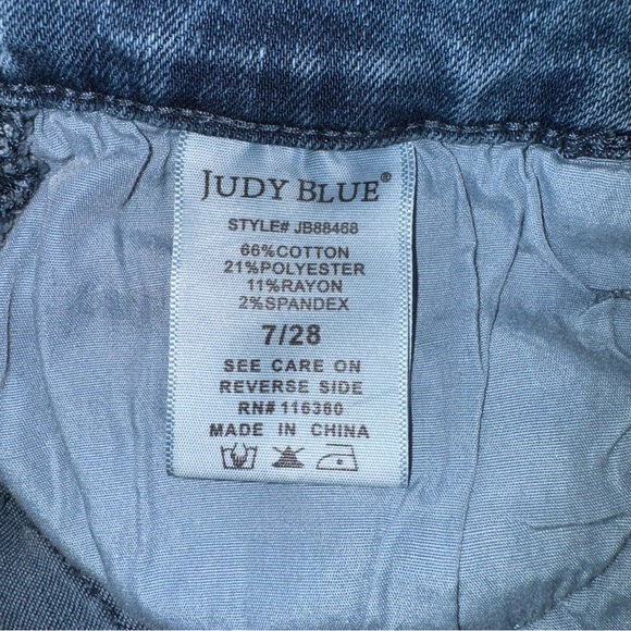 Judy Blue Relaxed Fit Braided Jeans Womens Blue Denim Stretch Size 7 28 JB88468 - Picture 10 of 11